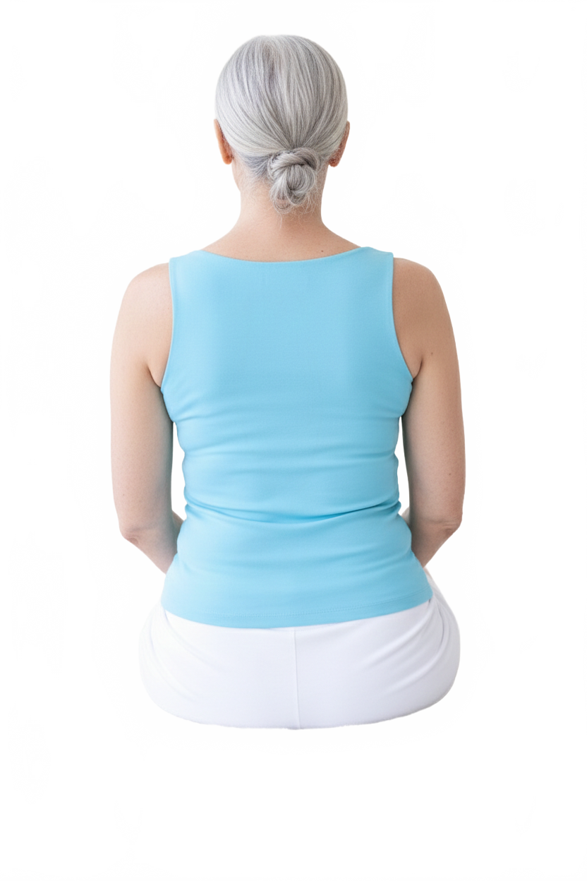 Cerulean Scoop Neck Sleeveless Tank Top Back View - Wrinkle-Free Made in USA UPF 50 | JudyP Apparel