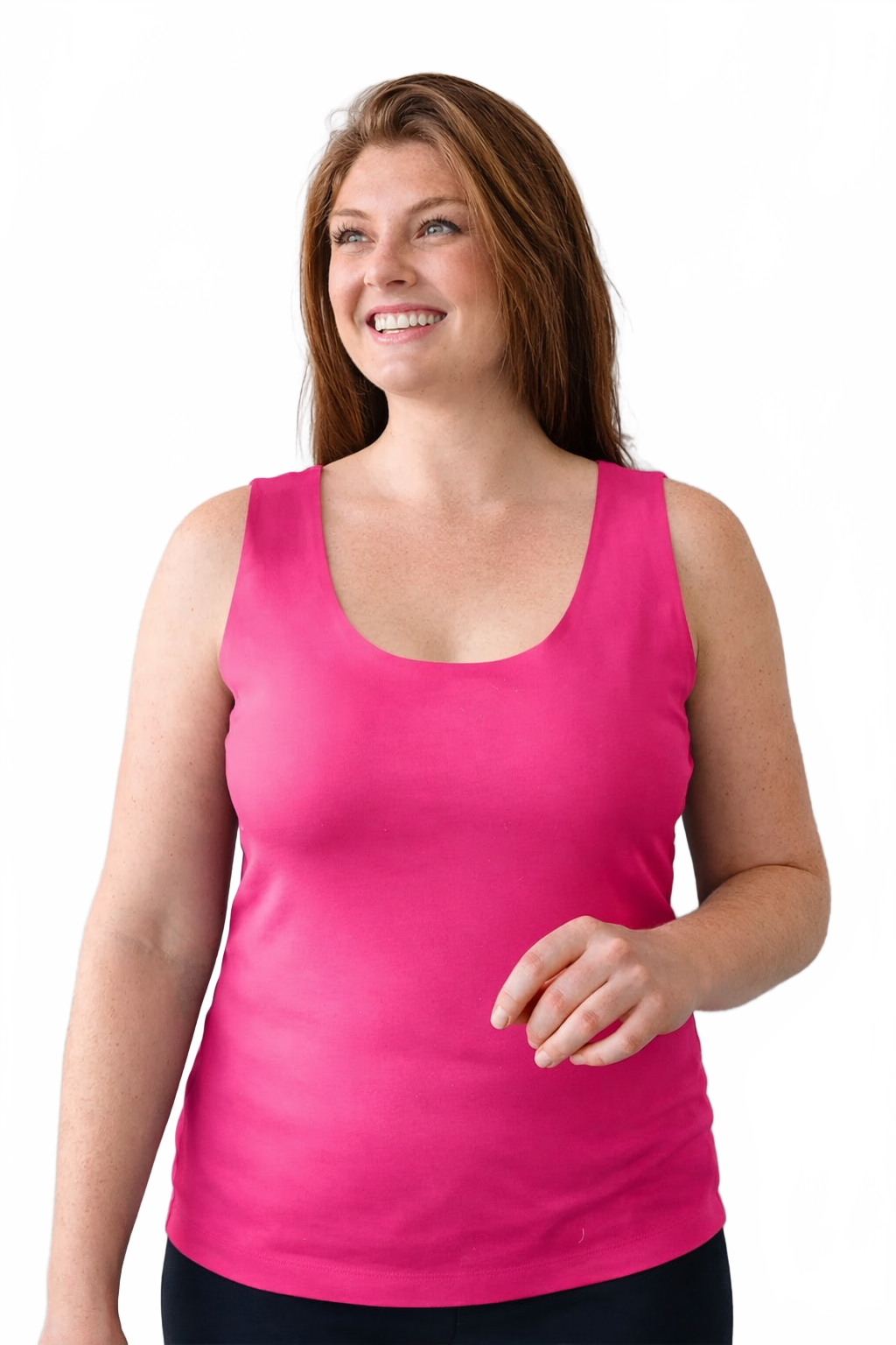 Bougainvillea Scoop Neck Sleeveless Tank Top Front View - Wrinkle-Free Travel Clothing | JudyP Apparel