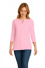 Cotton Candy V-Neck 3/4 Sleeve Tunic Front - Made in USA | JudyP Apparel