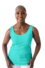 Turquoise Scoop Neck Sleeveless Tank Top Front View - Elevated Basic | JudyP Apparel