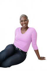 Cotton Candy V-Neck 3/4 Sleeve Top Full Length View - Flattering Fit | JudyP Apparel