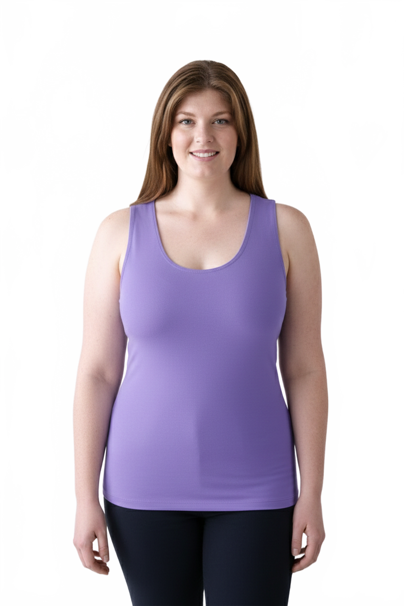 Royalty Purple Scoop Neck Sleeveless Tank Top Front View - Moisture Wicking Flattering Fit | JudyP Apparel