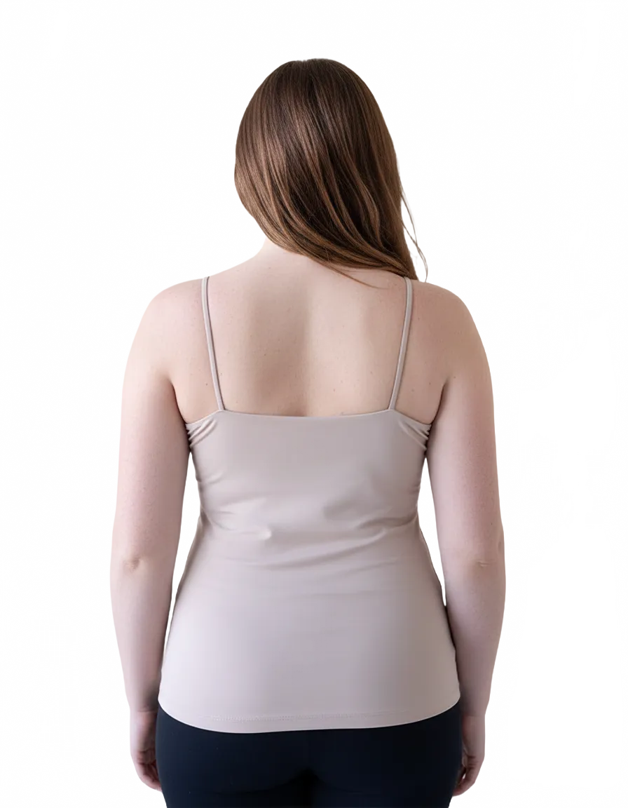 Stone Scoop Neck Sleeveless Tank Top Back View - Moisture Wicking Made in USA | JudyP Apparel