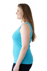 Cerulean Scoop Neck Sleeveless Tank Top Side View - Wrinkle-Free Made in USA | JudyP Apparel