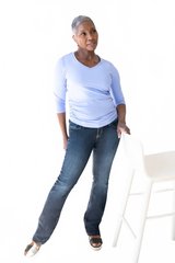 Periwinkle V-Neck 3/4 Sleeve Top Full Length View - Travel Clothing | JudyP Apparel