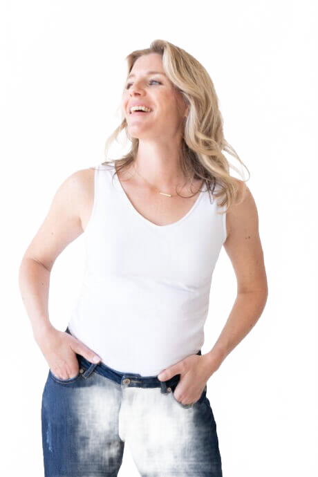 Ivory Scoop Neck Sleeveless Tank Top Front View - Machine Washable Travel Clothing | JudyP Apparel