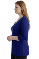 Mazarine V-Neck 3/4 Sleeve Tunic Side Profile - Wrinkle-Free Flattering Fit | JudyP Apparel