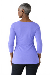 Very Peri Scoop Neck 3/4 Sleeve Top Back View - Wrinkle-Free | JudyP Apparel