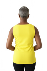 Chartreuse Crewneck Sleeveless Tank Top Back View - Made in USA | JudyP Apparel