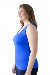 Bright Royal V-Neck Sleeveless Tank Top Side Profile - Machine Washable | JudyP Apparel