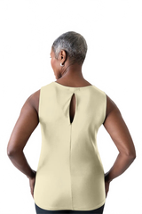 Cream V-Neck Sleeveless Top Back View - Made in USA Moisture Wicking Elevated Basic | JudyP Apparel