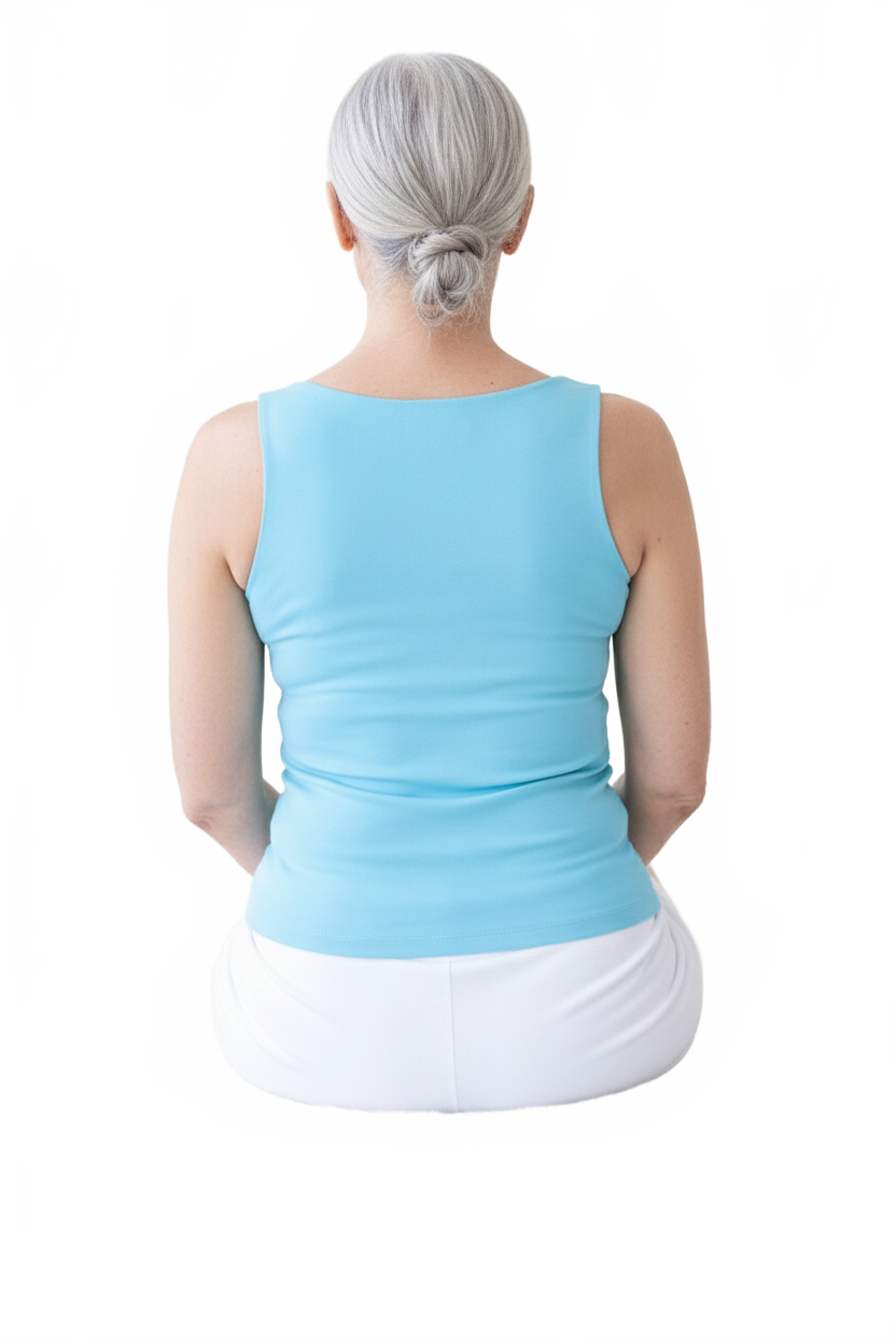 Cerulean Scoop Neck Sleeveless Tank Top Back View - Wrinkle-Free Made in USA UPF 50 | JudyP Apparel