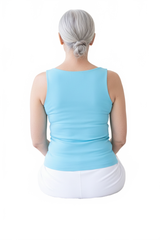 Cerulean Scoop Neck Sleeveless Tank Top Back View - Wrinkle-Free Made in USA UPF 50 | JudyP Apparel