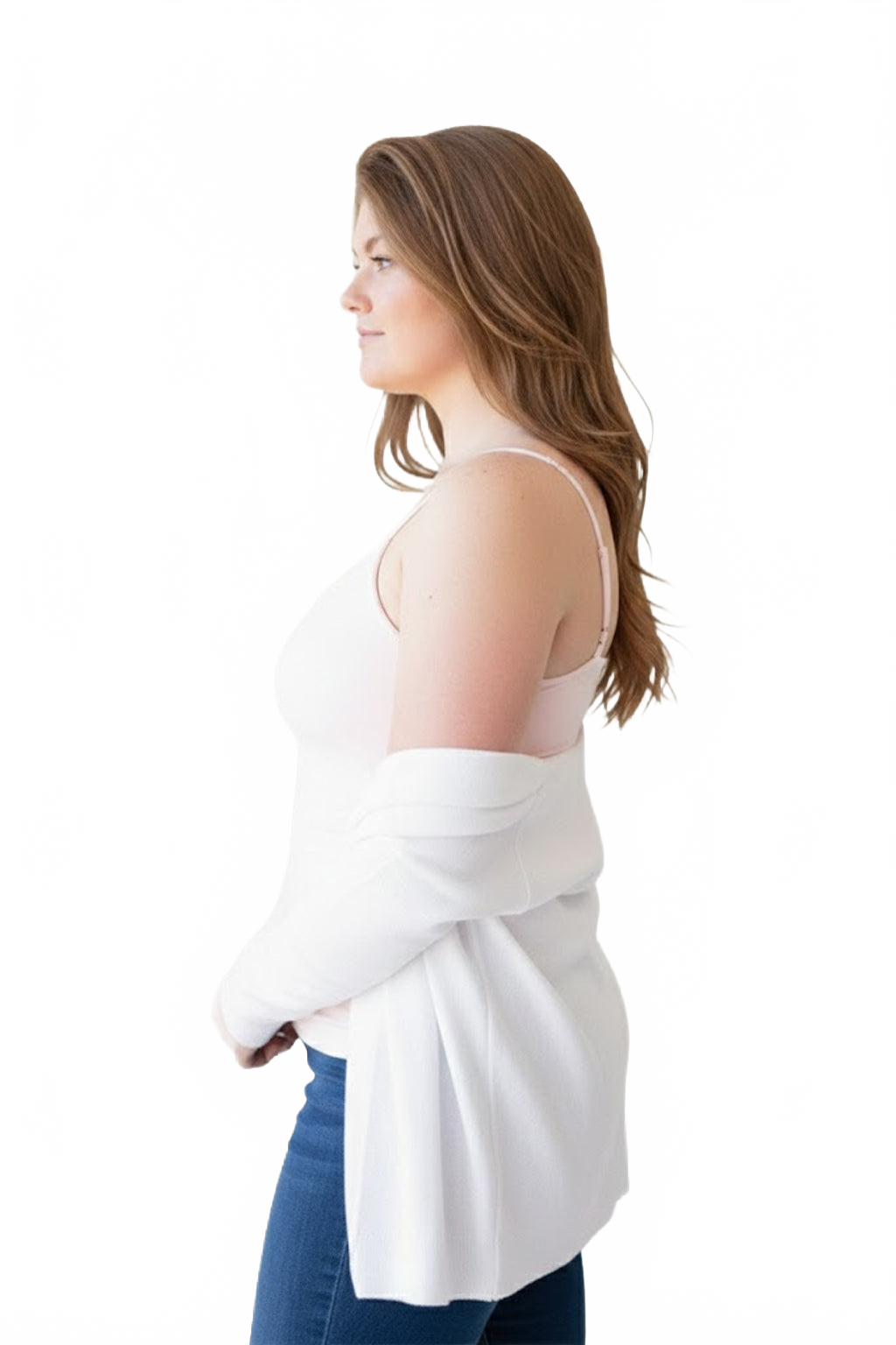 Blush Scoop Neck Sleeveless Tank Top Profile View - UPF 50 Moisture Wicking | JudyP Apparel