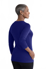 Mazarine Boatneck 3/4 Sleeve Top Side Profile - Travel Clothing | JudyP Apparel
