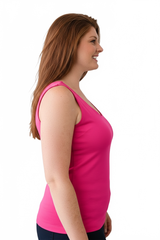 Bougainvillea V-Neck Sleeveless Tank Top Side View - Moisture Wicking UPF 50 | JudyP Apparel