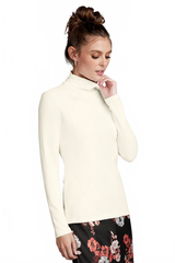 Pearl Turtleneck Long Sleeve Top Angled View - Flattering Fit | JudyP Apparel