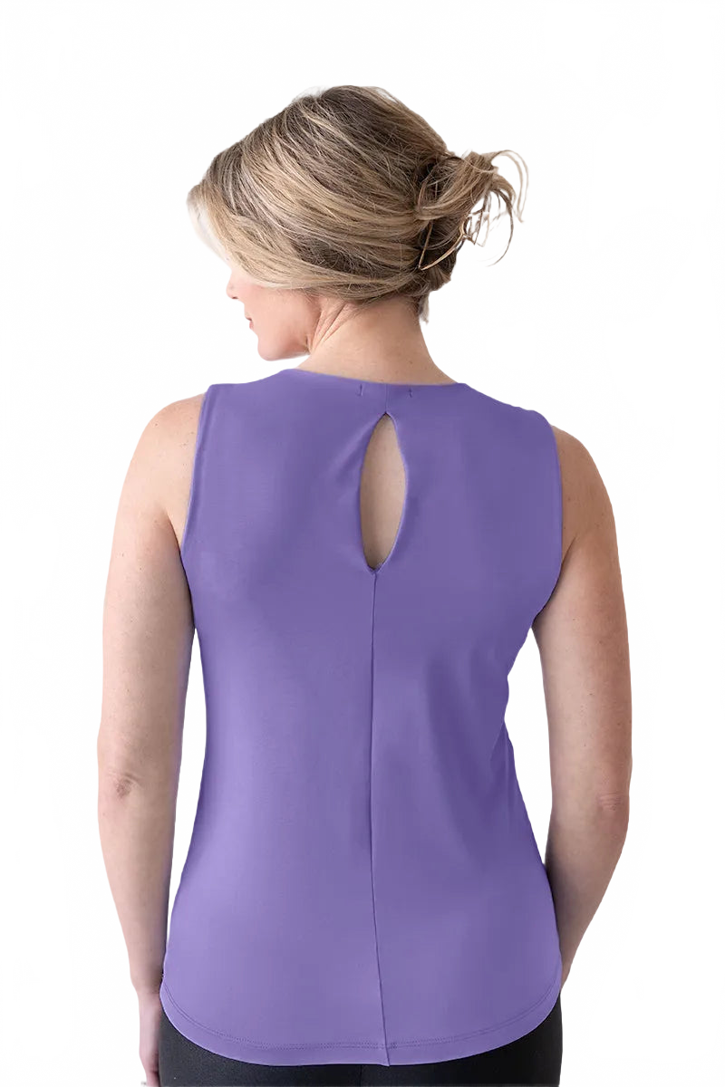 Lavender V-Neck Sleeveless Top Back View - Made in USA Moisture Wicking Elevated Basic | JudyP Apparel
