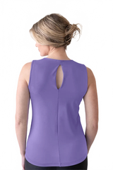 Lavender V-Neck Sleeveless Top Back View - Made in USA Moisture Wicking Elevated Basic | JudyP Apparel