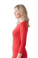 Razzmatazz Boatneck 3/4 Sleeve Top Side Profile - Flattering Fit Elevated Basic | JudyP Apparel