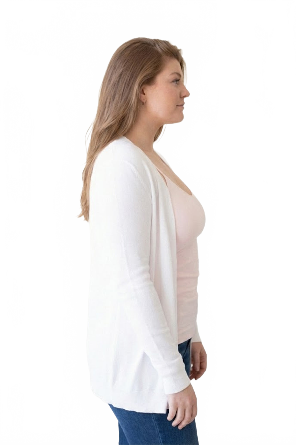 Blush Scoop Neck Sleeveless Tank Top Profile View - Machine Washable Flattering Fit | JudyP Apparel