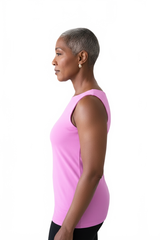 Bougainvillea Crewneck Sleeveless Top Side Profile - Made in USA | JudyP Apparel