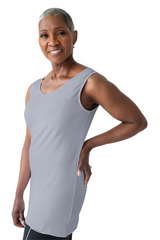 Pearl Scoop Neck Sleeveless Tunic Angled View - UPF 50 Travel Clothing | JudyP Apparel