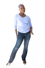 Periwinkle V-Neck 3/4 Sleeve Top Full Length View - Travel Clothing | JudyP Apparel