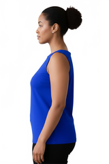 Bright Royal Boatneck Sleeveless Tank Top Side Profile - UPF 50 | JudyP Apparel