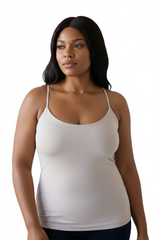 Natural Scoop Neck Sleeveless Top Front View - Made in USA Moisture Wicking Elevated Basic | JudyP Apparel