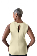 Cream V-Neck Sleeveless Top Back View - Made in USA Moisture Wicking Elevated Basic | JudyP Apparel