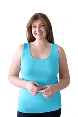 Turquoise Scoop Neck Sleeveless Tank Top Front View - Flattering Fit | JudyP Apparel
