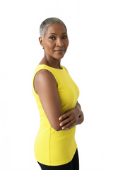 Chartreuse Crewneck Sleeveless Tank Top Angled View - UPF 50 | JudyP Apparel