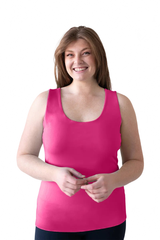 Fuchsia Scoop Neck Sleeveless Tank Top Front View - Elevated Basic | JudyP Apparel