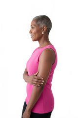 Fuchsia Scoop Neck Sleeveless Top Side Profile - Flattering Fit | JudyP Apparel