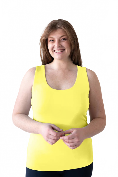 Chartreuse Scoop Neck Sleeveless Tank Top Front View - Travel Clothing | JudyP Apparel