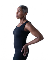 Black Scoop Neck Sleeveless Tank Top Side View - Flattering Fit Wrinkle-Free | JudyP Apparel