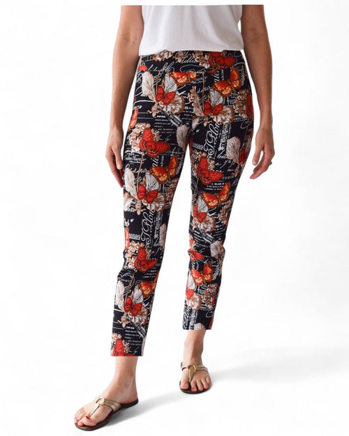 Krazy Larry P507 Pull on Pant - Black French Butterfly